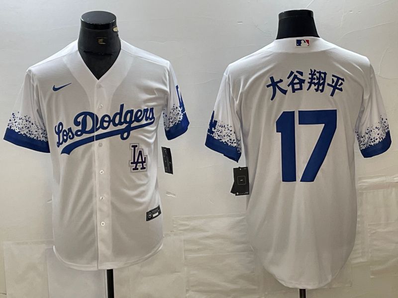 Men 2025 Los Angeles Dodgers #17 Ohtani White City edition Nike MLB Jersey style 6234